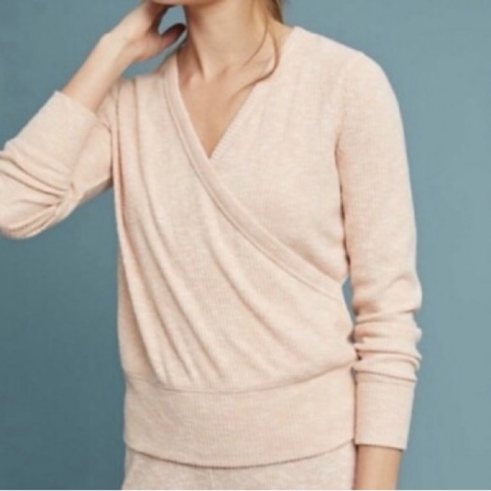 Anthropologie Light Pink Wrap Sweater